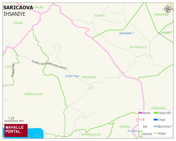 SARICAOVA Köyü Haritası | Mahalle Sokak Haritası