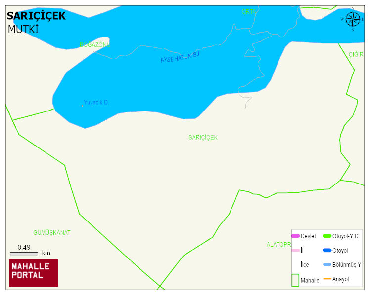 SARIÇİÇEK Köyü Haritası | Detaylı Köy ve Mahalle Görünümü