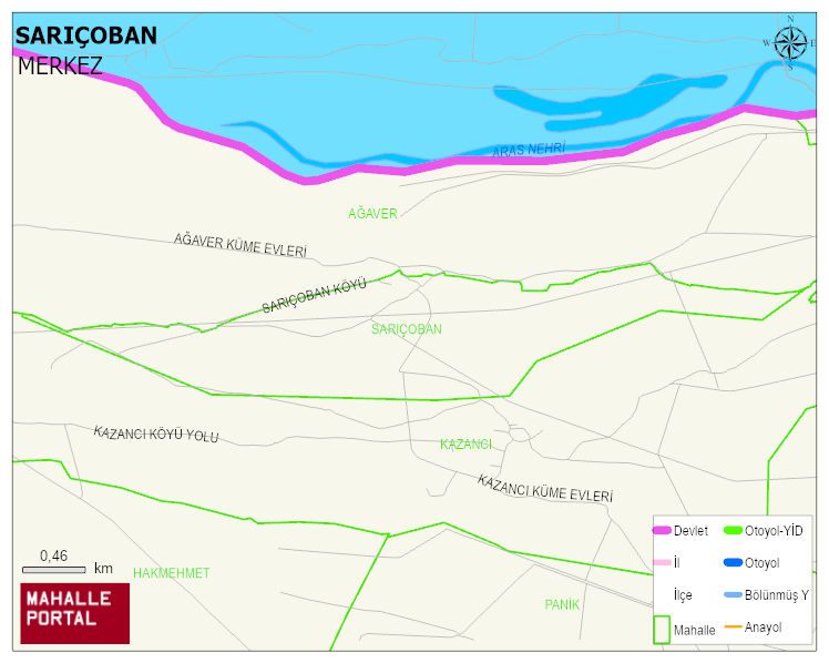 SARIÇOBAN Köyü Haritası | İnteraktif Köy ve Mahalle Sınırları