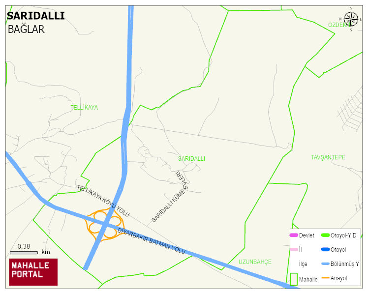 SARIDALLI Mahallesi Haritası | Coğrafi Yapı ve Detaylı Haritası
