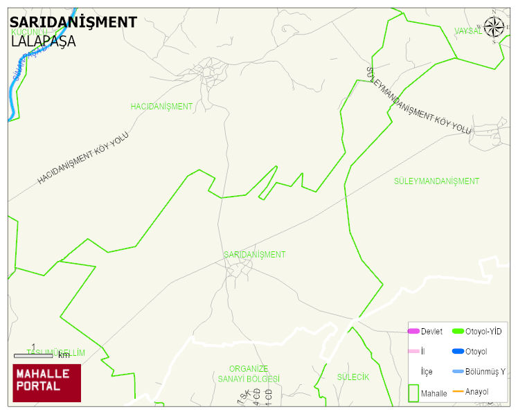 SARIDANİŞMENT Köyü Haritası | Mahalle ve Köy Sınırı