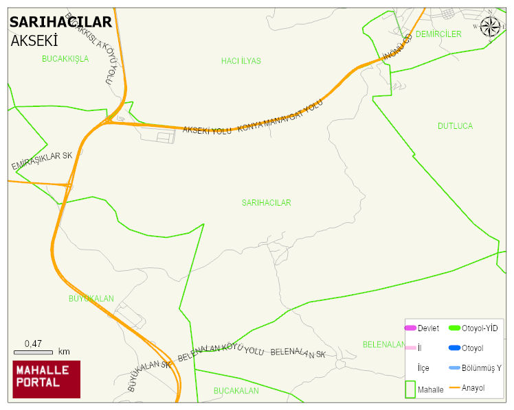 SARIHACILAR Mahallesi Haritası | Sayısal Bölge Görünümü