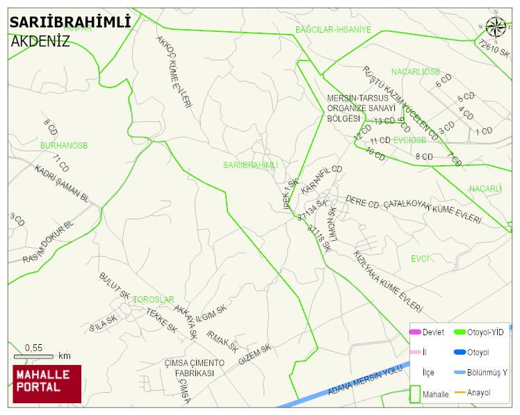 SARIİBRAHİMLİ Mahallesi Haritası | İnteraktif Köy ve Mahalle Sınırları