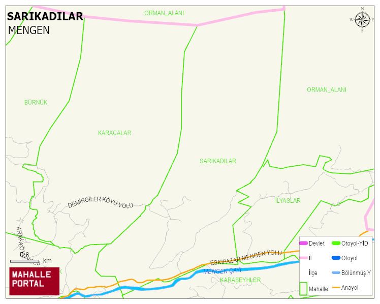 SARIKADILAR Köyü Haritası | Dağlar, Ovalar ve Akarsu Bilgileri