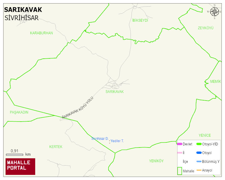 SARIKAVAK Mahallesi Haritası | Mahalle ve Köy Sınırı