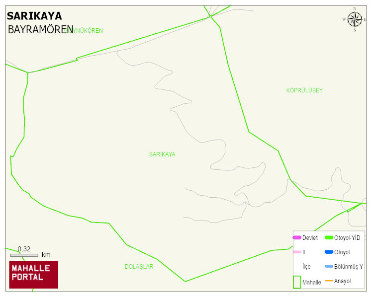 SARIKAYA Köyü Haritası | Yükselti ve Doğa Özellikleri