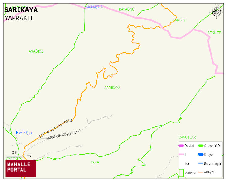 SARIKAYA Köyü Haritası | Mahalle ve Köy Sınırı