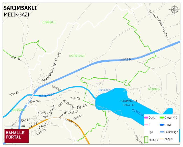 SARIMSAKLI Mahallesi Haritası | Yükselti ve Doğa Özellikleri