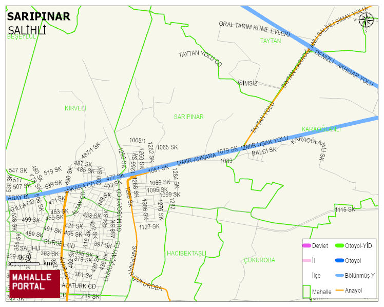 SARIPINAR Mahallesi Haritası | Coğrafi Yapı ve Detaylı Haritası