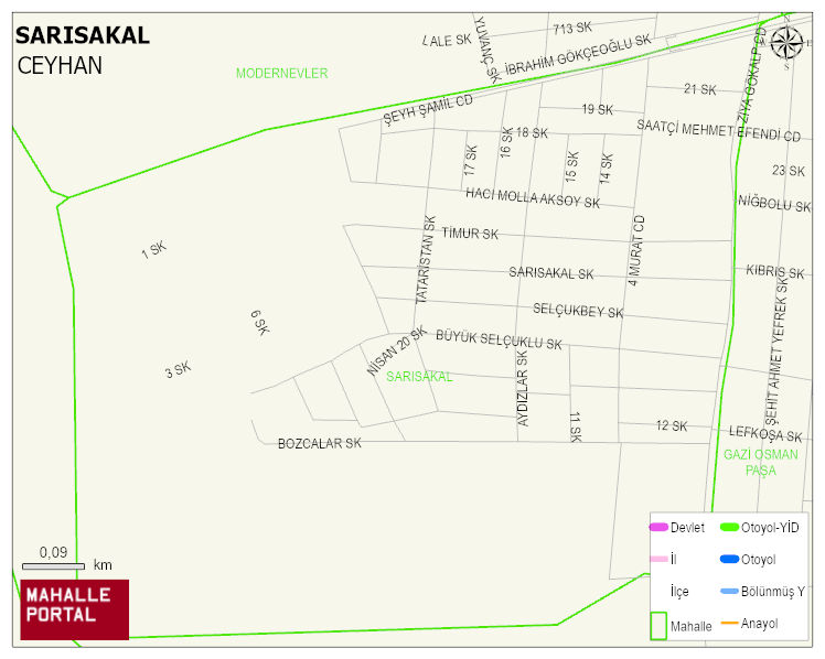 SARISAKAL Mahallesi Haritası | Mahalle ve Köy Sınırı