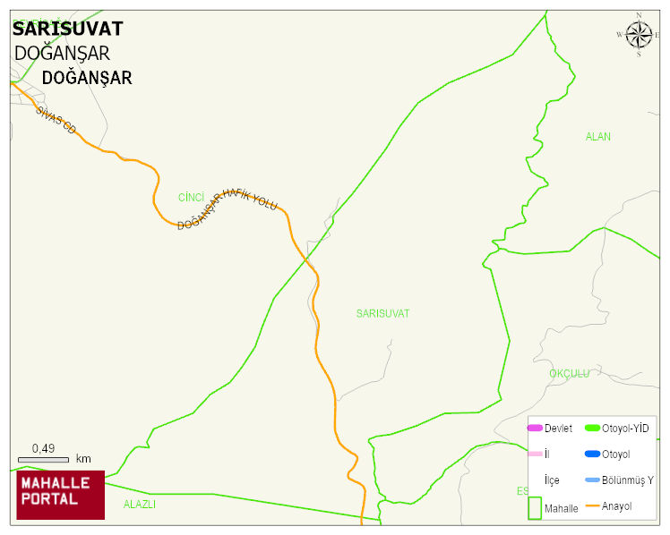 SARISUVAT Köyü Haritası | Mahalle ve Köy Sınırı