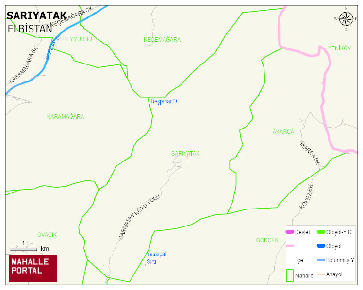 SARIYATAK Mahallesi Haritası | Yükselti ve Doğa Özellikleri