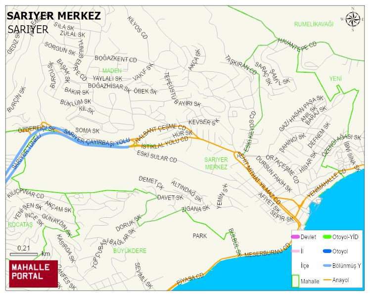 SARIYER MERKEZ Mahallesi Haritası | Yükselti ve Doğa Özellikleri