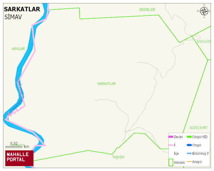 SARKATLAR Köyü Haritası | Dağlar, Ovalar ve Akarsu Bilgileri