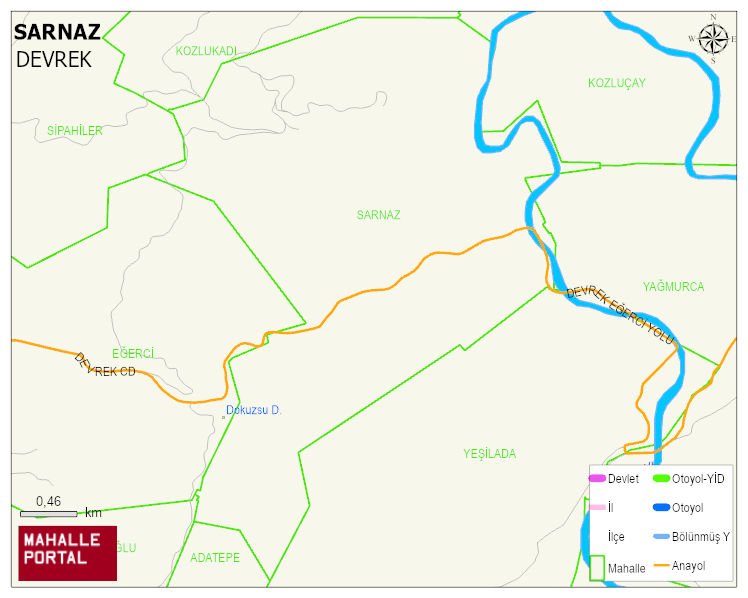 SARNAZ Köyü Haritası | Yükselti ve Doğa Özellikleri