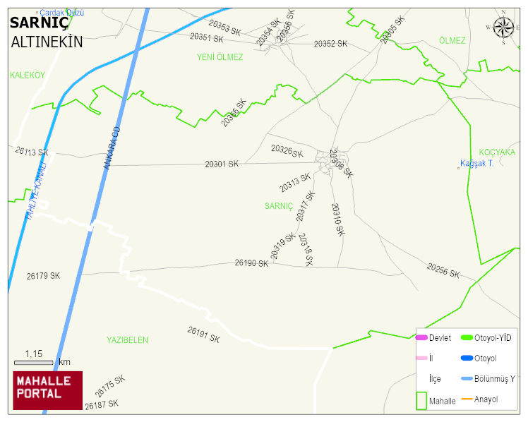 SARNIÇ Mahallesi Haritası | Dağlar, Ovalar ve Akarsu Bilgileri