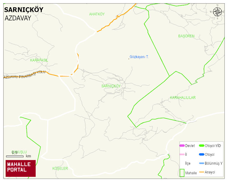 SARNIÇKÖY Köyü Haritası | Mahalle ve Köy Sınırı