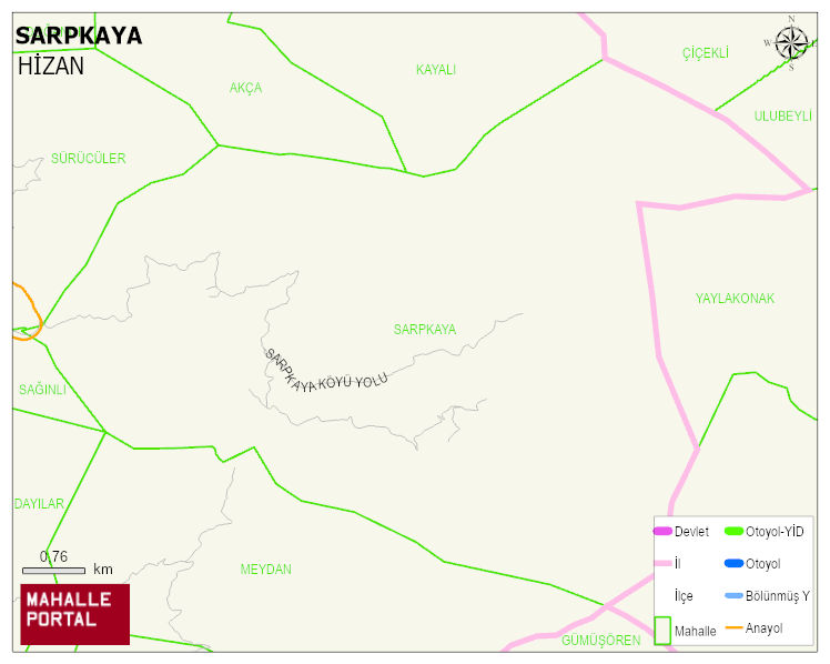 SARPKAYA Köyü Haritası | Yükselti ve Doğa Özellikleri