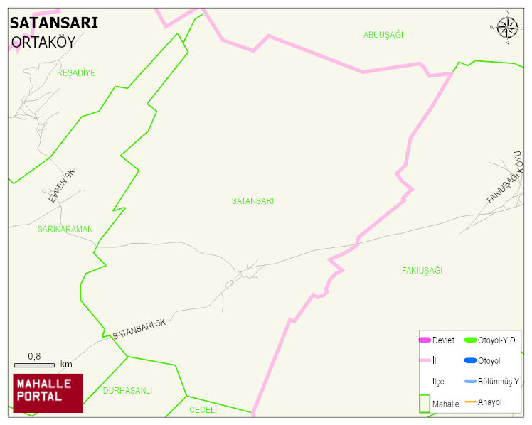 SATANSARI Köyü Haritası | Dağlar, Ovalar ve Akarsu Bilgileri