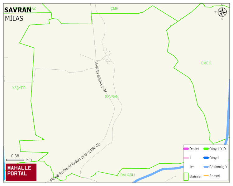 SAVRAN Mahallesi Haritası | Coğrafi Yapı ve Detaylı Haritası