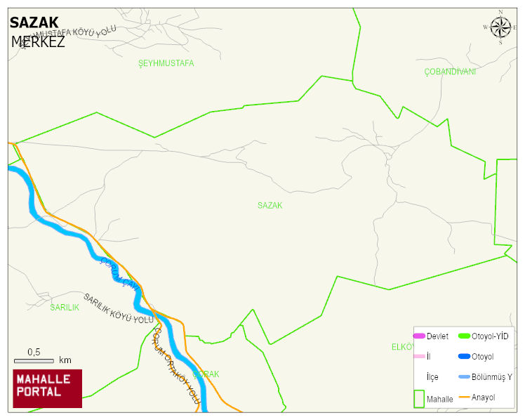 SAZAK Köyü Haritası | Güncel Mahalle ve Köy Haritası
