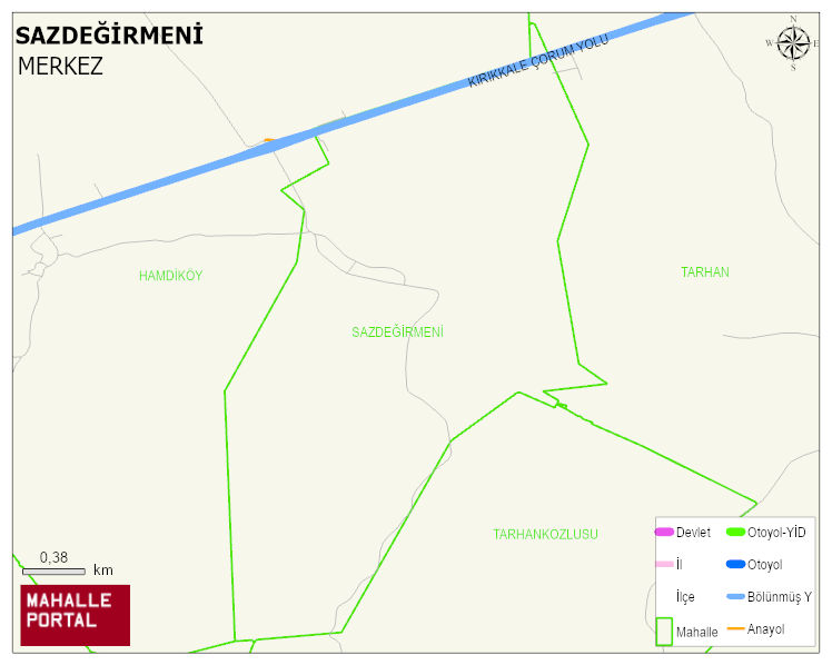 SAZDEĞİRMENİ Köyü Haritası | Mahalle ve Köy Sınırı
