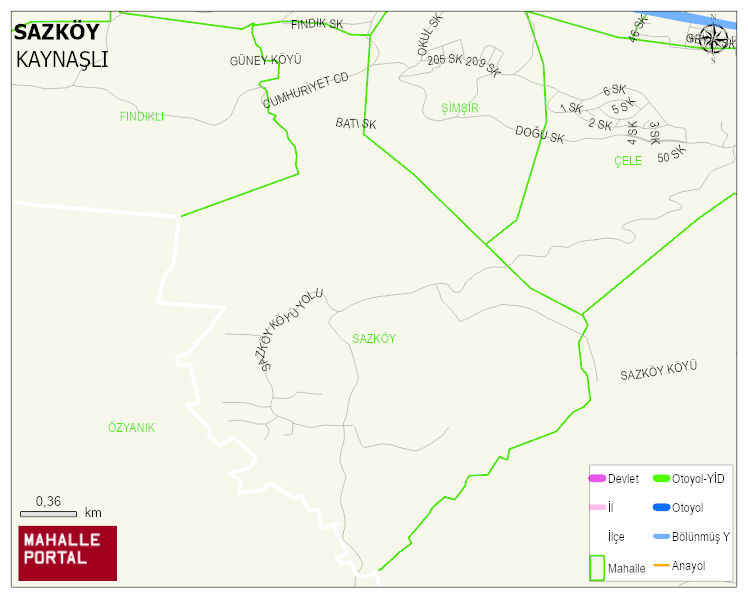 SAZKÖY Köyü Haritası | Coğrafi Yapı ve Detaylı Haritası