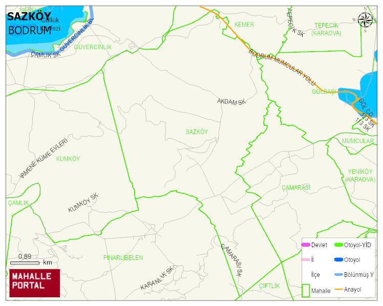 SAZKÖY Mahallesi Haritası | Dağlar, Ovalar ve Akarsu Bilgileri