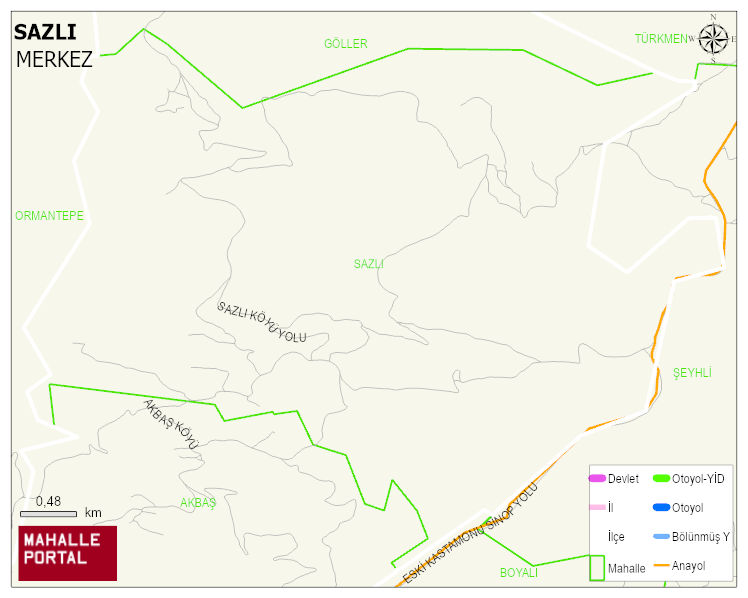 SAZLI Köyü Haritası | Detaylı Köy ve Mahalle Görünümü