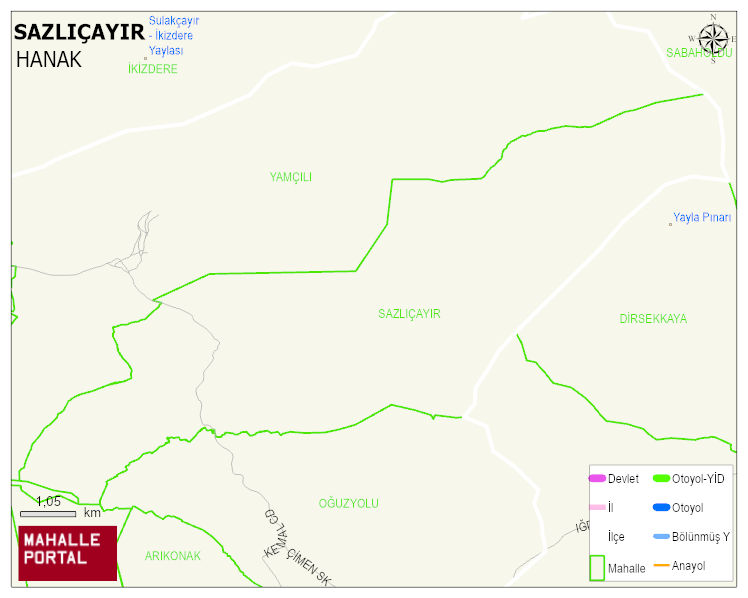 SAZLIÇAYIR Köyü Haritası | Detaylı Köy ve Mahalle Görünümü