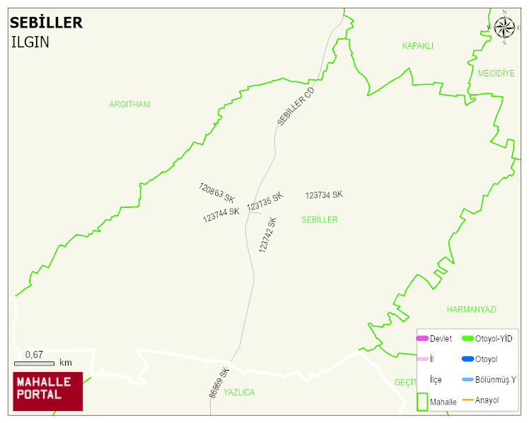 SEBİLLER Mahallesi Haritası | Yükselti ve Doğa Özellikleri
