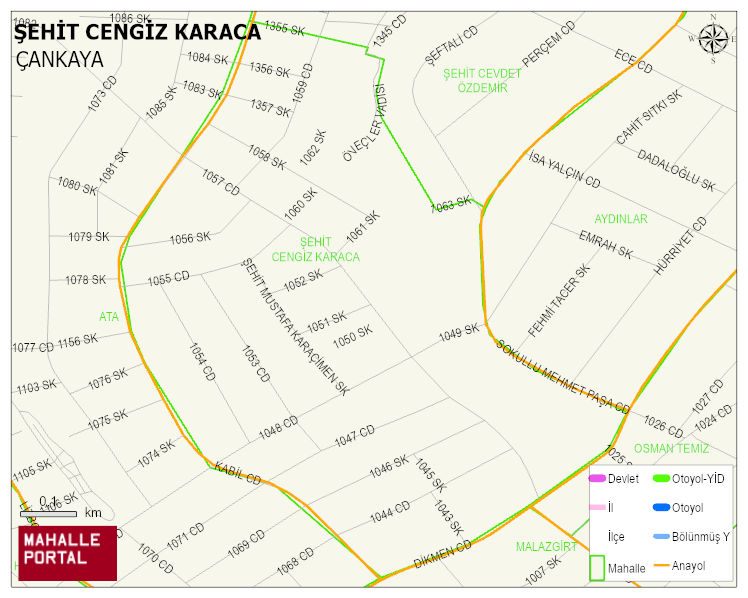 ŞEHİT CENGİZ KARACA Mahallesi Haritası | Coğrafi Yapı ve Detaylı Haritası