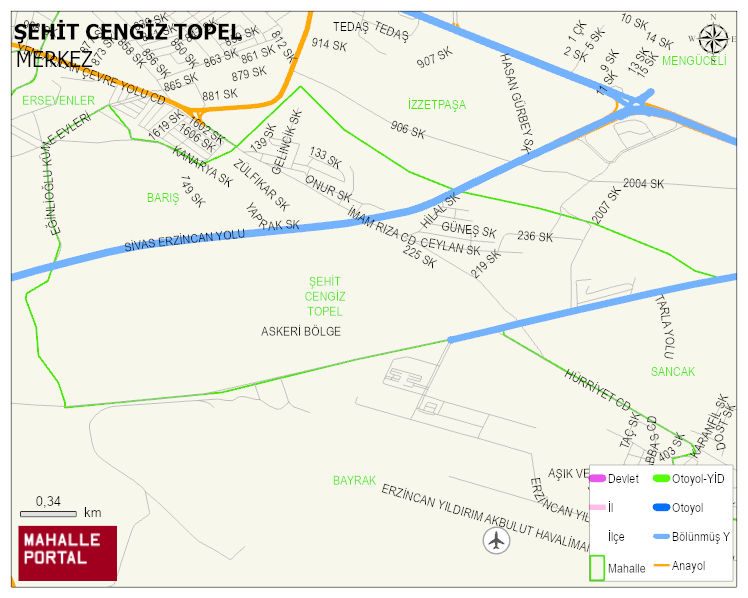 ŞEHİT CENGİZ TOPEL Mahallesi Haritası | Yükselti ve Doğa Özellikleri