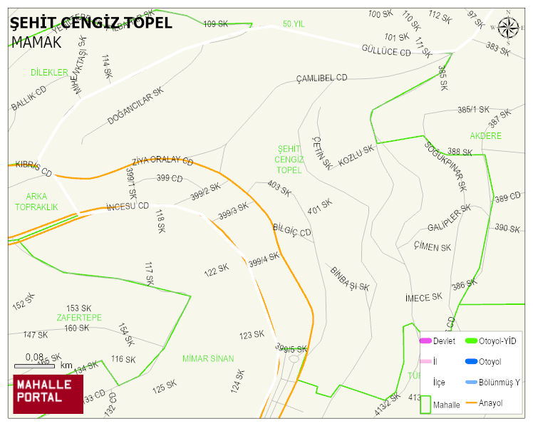 ŞEHİT CENGİZ TOPEL Mahallesi Haritası | Sayısal Bölge Görünümü