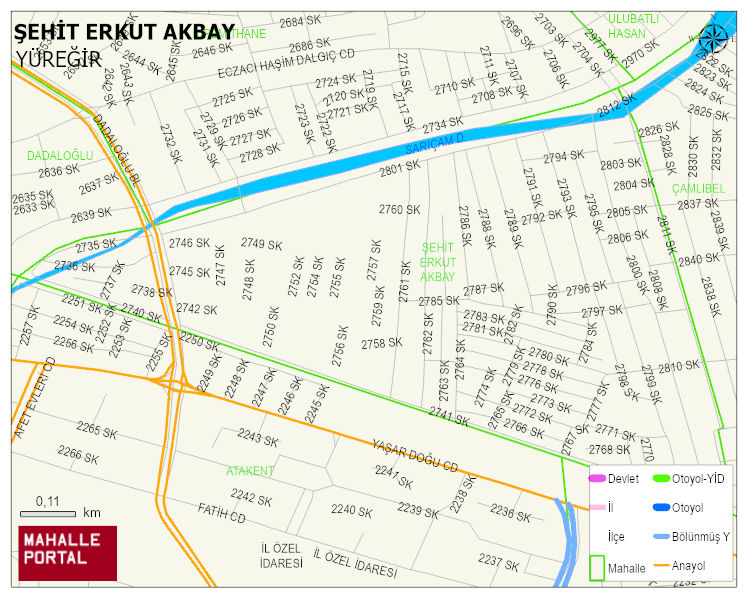 ŞEHİT ERKUT AKBAY Mahallesi Haritası | Mahalle Sokak Haritası