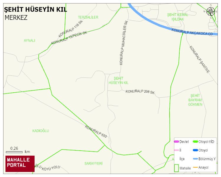 ŞEHİT HÜSEYİN KIL Mahallesi Haritası | Coğrafi Yapı ve Detaylı Haritası