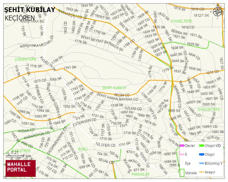 ŞEHİT KUBİLAY Mahallesi Haritası | Mahalle ve Köy Sınırı
