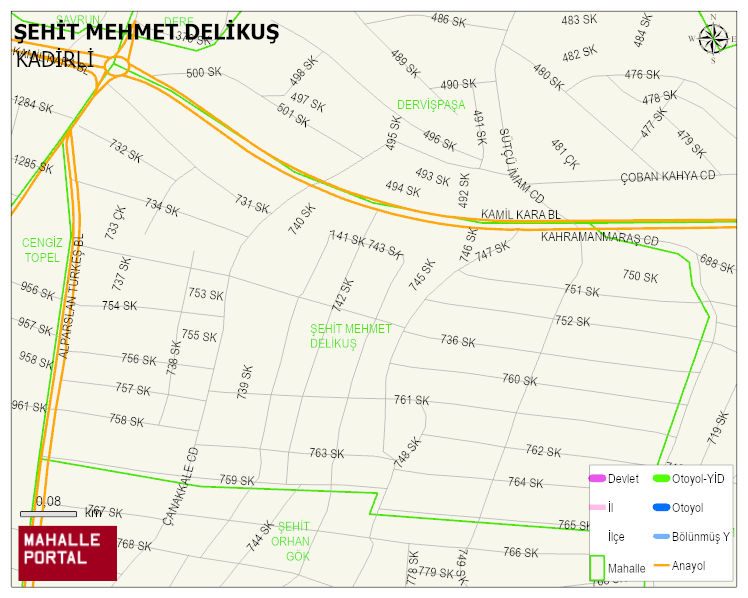 ŞEHİT MEHMET DELİKUŞ Mahallesi Haritası | Dağlar, Ovalar ve Akarsu Bilgileri