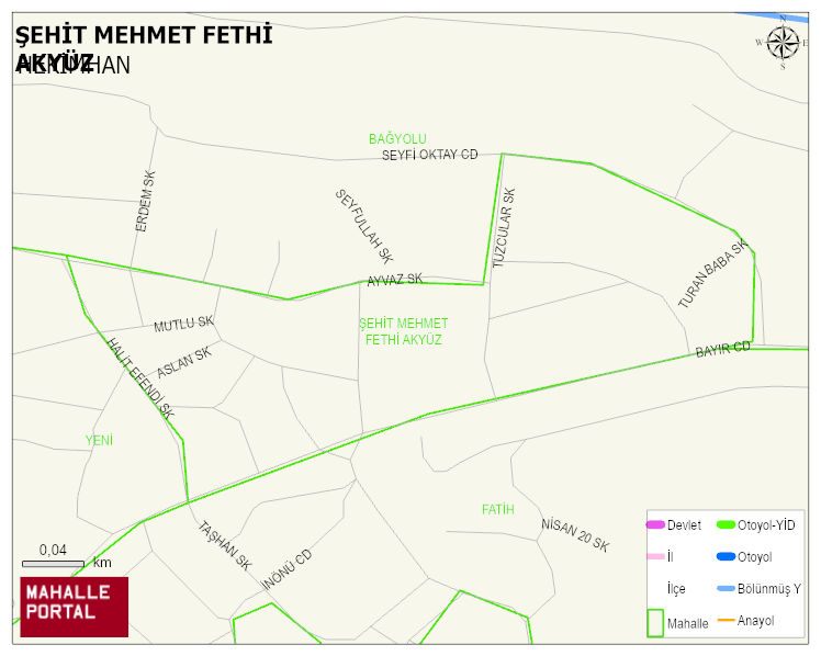 ŞEHİT MEHMET FETHİ AKYÜZ Mahallesi Haritası | Coğrafi Yapı ve Detaylı Haritası