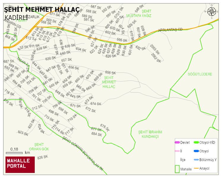 ŞEHİT MEHMET HALLAÇ Mahallesi Haritası | Yükselti ve Doğa Özellikleri