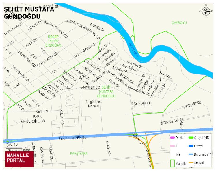 ŞEHİT MUSTAFA GÜNDOĞDU Mahallesi Haritası | İnteraktif Köy ve Mahalle Sınırları