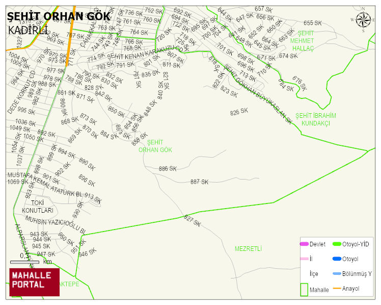 ŞEHİT ORHAN GÖK Mahallesi Haritası | Dağlar, Ovalar ve Akarsu Bilgileri
