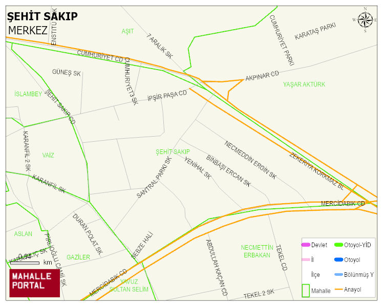 ŞEHİT SAKIP Mahallesi Haritası | Yükselti ve Doğa Özellikleri