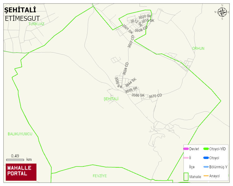 ŞEHİTALİ Mahallesi Haritası | Mahalle ve Köy Sınırı