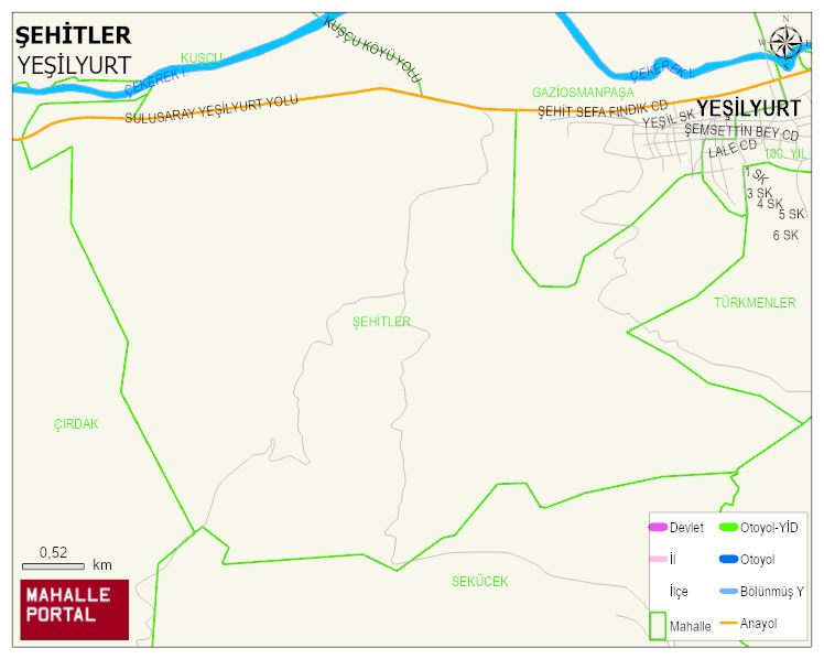 ŞEHİTLER Mahallesi Haritası | Yükselti ve Doğa Özellikleri