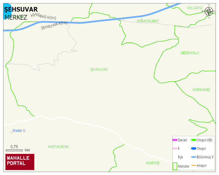 ŞEHSUVAR Köyü Haritası | Sayısal Bölge Görünümü