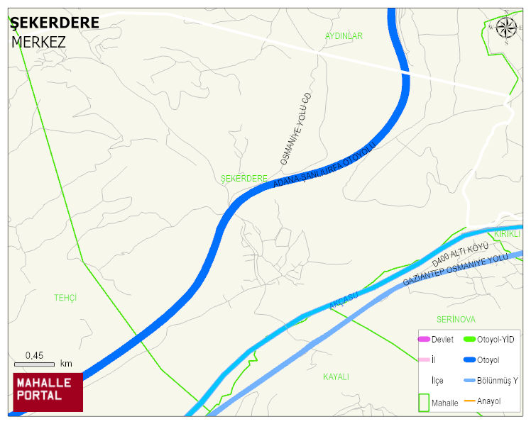 ŞEKERDERE Köyü Haritası | Yükselti ve Doğa Özellikleri