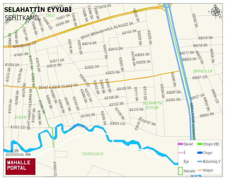 SELAHATTİN EYYUBİ Mahallesi Haritası | Mahalle ve Köy Sınırı