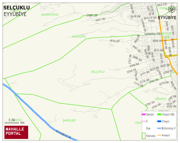 SELÇUKLU Mahallesi Haritası | Mahalle ve Köy Sınırı