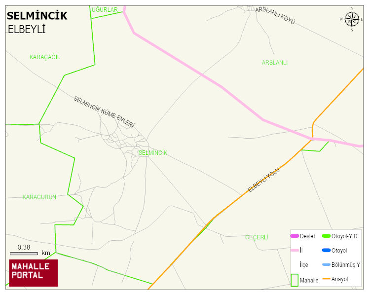 SELMİNCİK Köyü Haritası | Yükselti ve Doğa Özellikleri